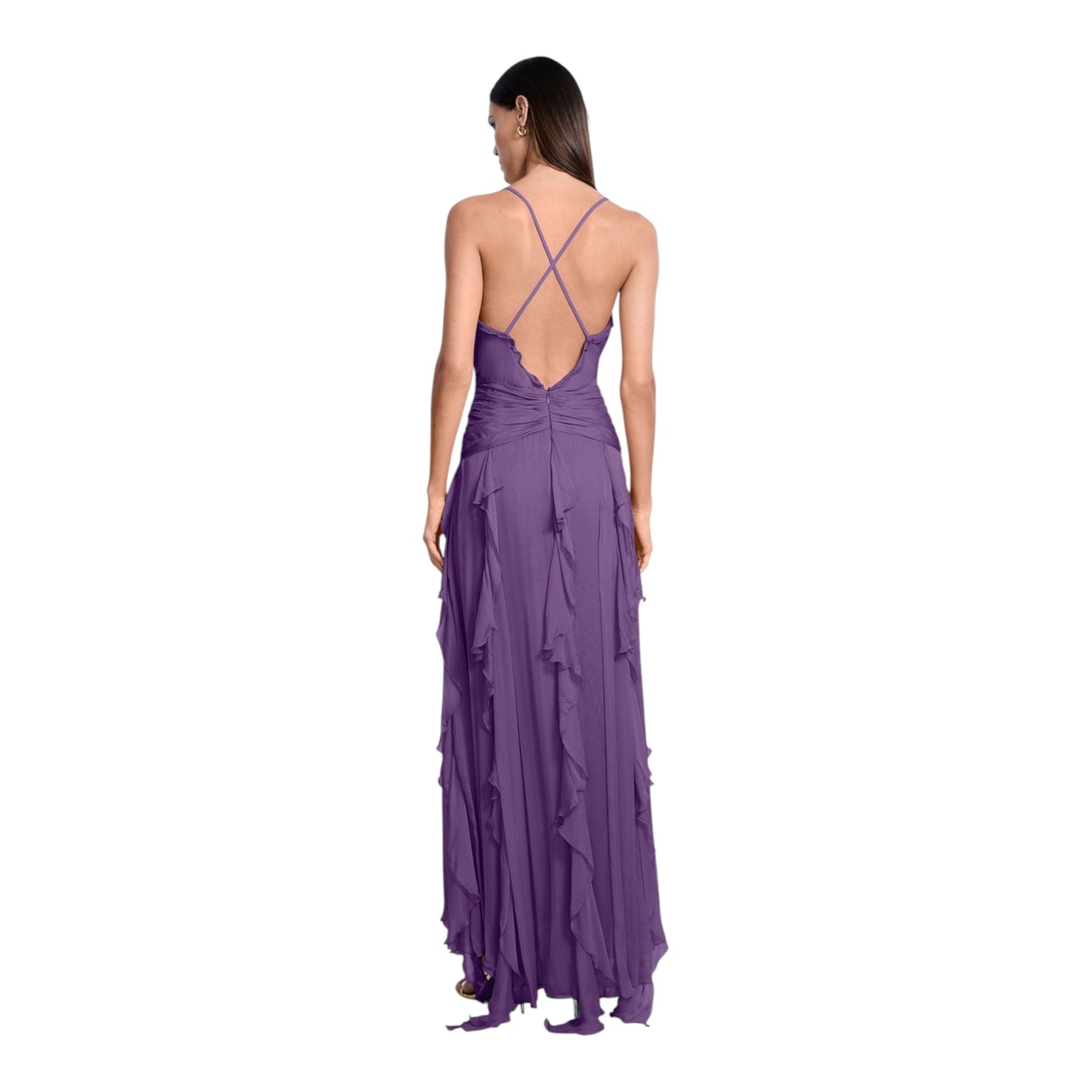 Ruffle Halter Chiffon Gown size 8