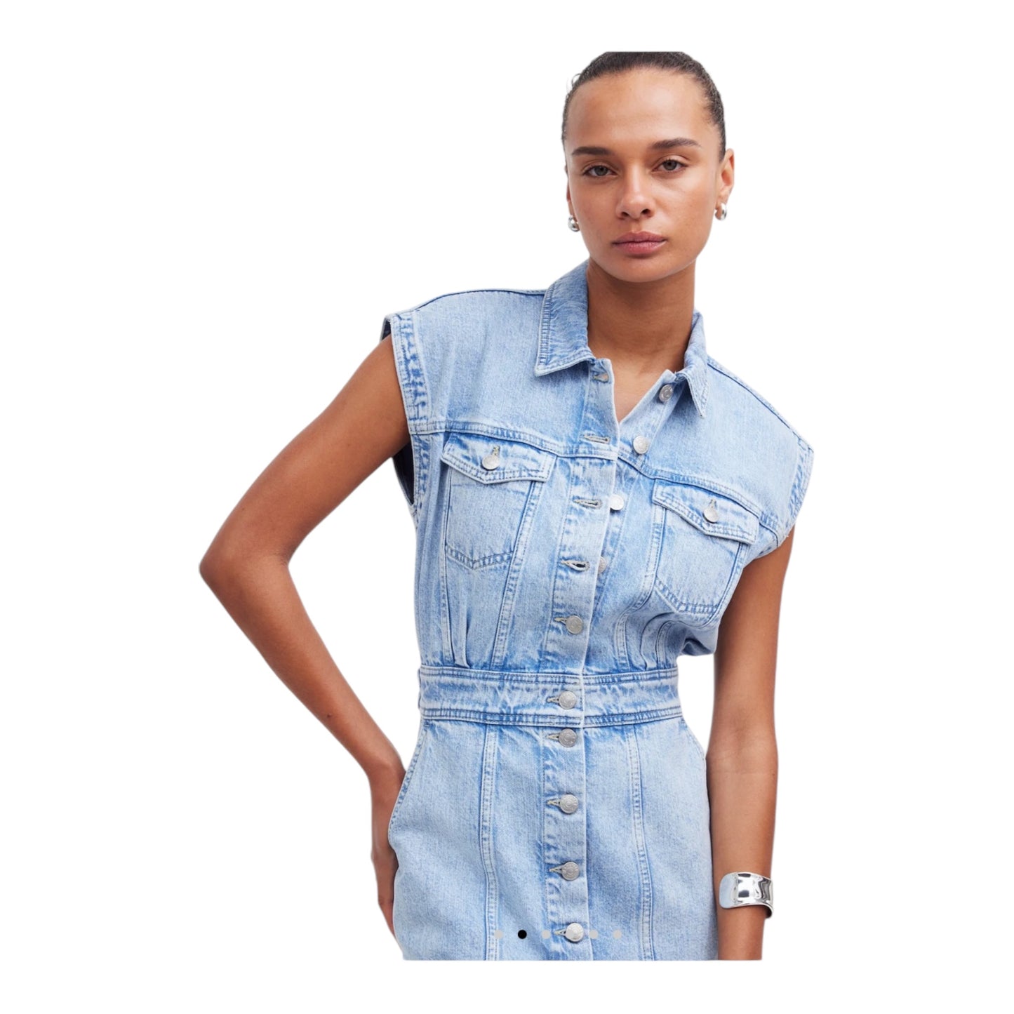 Denim Cap-Sleeve Shirtdress size 12