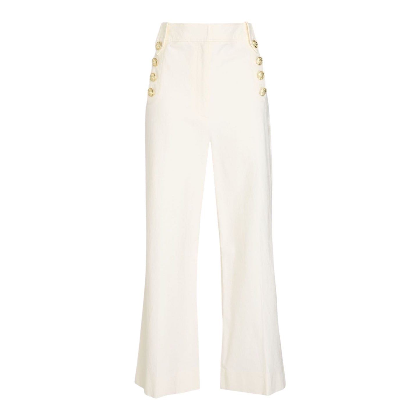 Embellished Stretch-Cotton Twill Wide-Leg Pants size 6