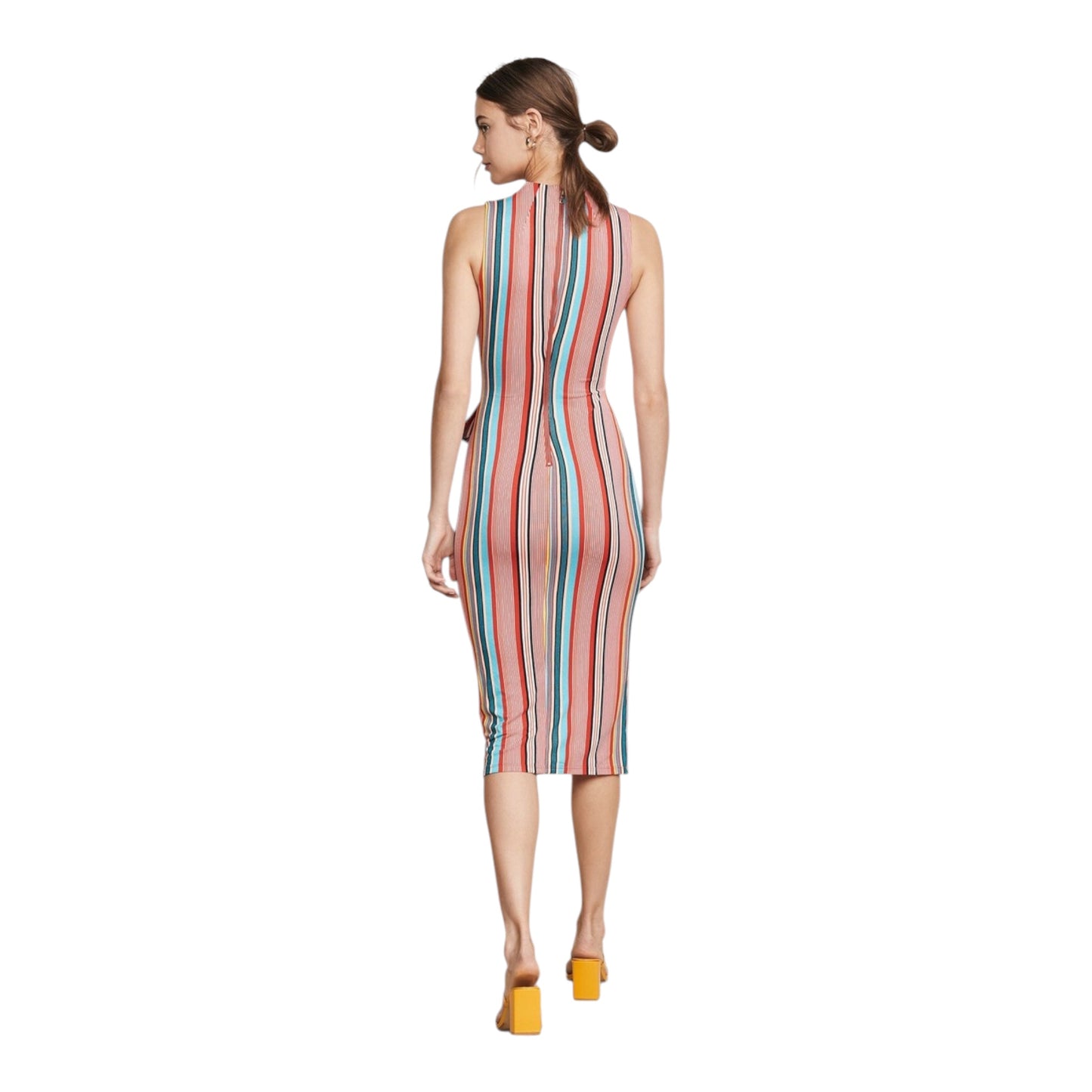 Striped Midi Dress with Tie Waist size 0