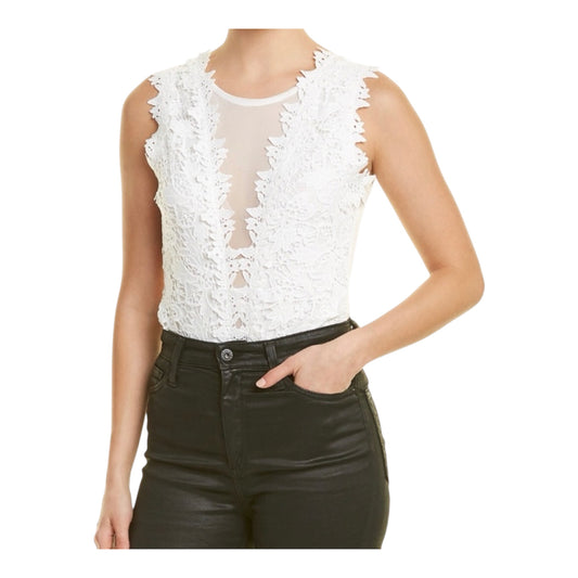 Crochet Lace Applique Mesh Bodysuit size Medium