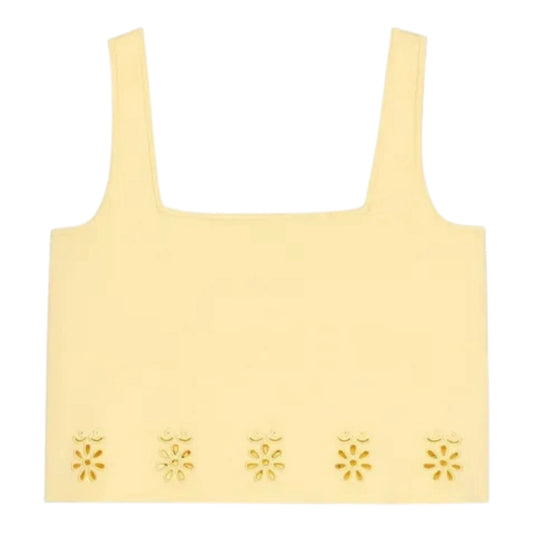Embroidered Eyelet Knit Top Small