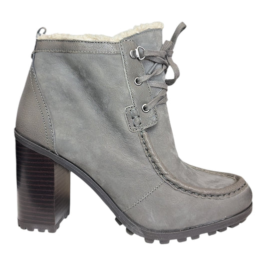 Madge Faux Fur Lace Up High-Heel Booties size 9