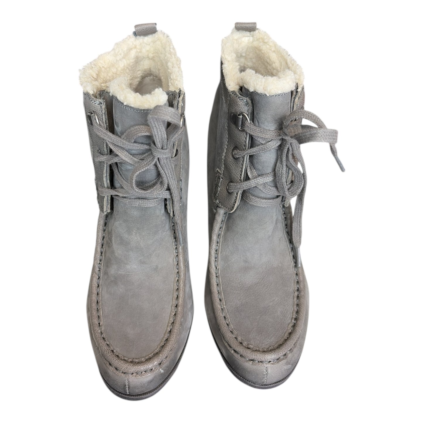 Madge Faux Fur Lace Up High-Heel Booties size 9