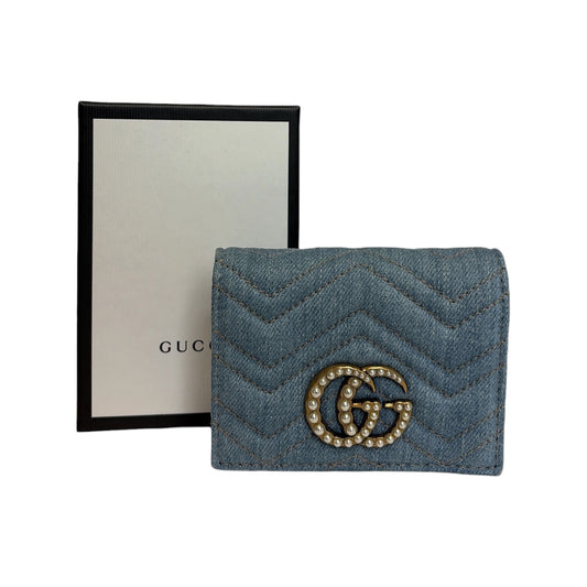 Denim Matelasse Pearly GG Marmont Wallet