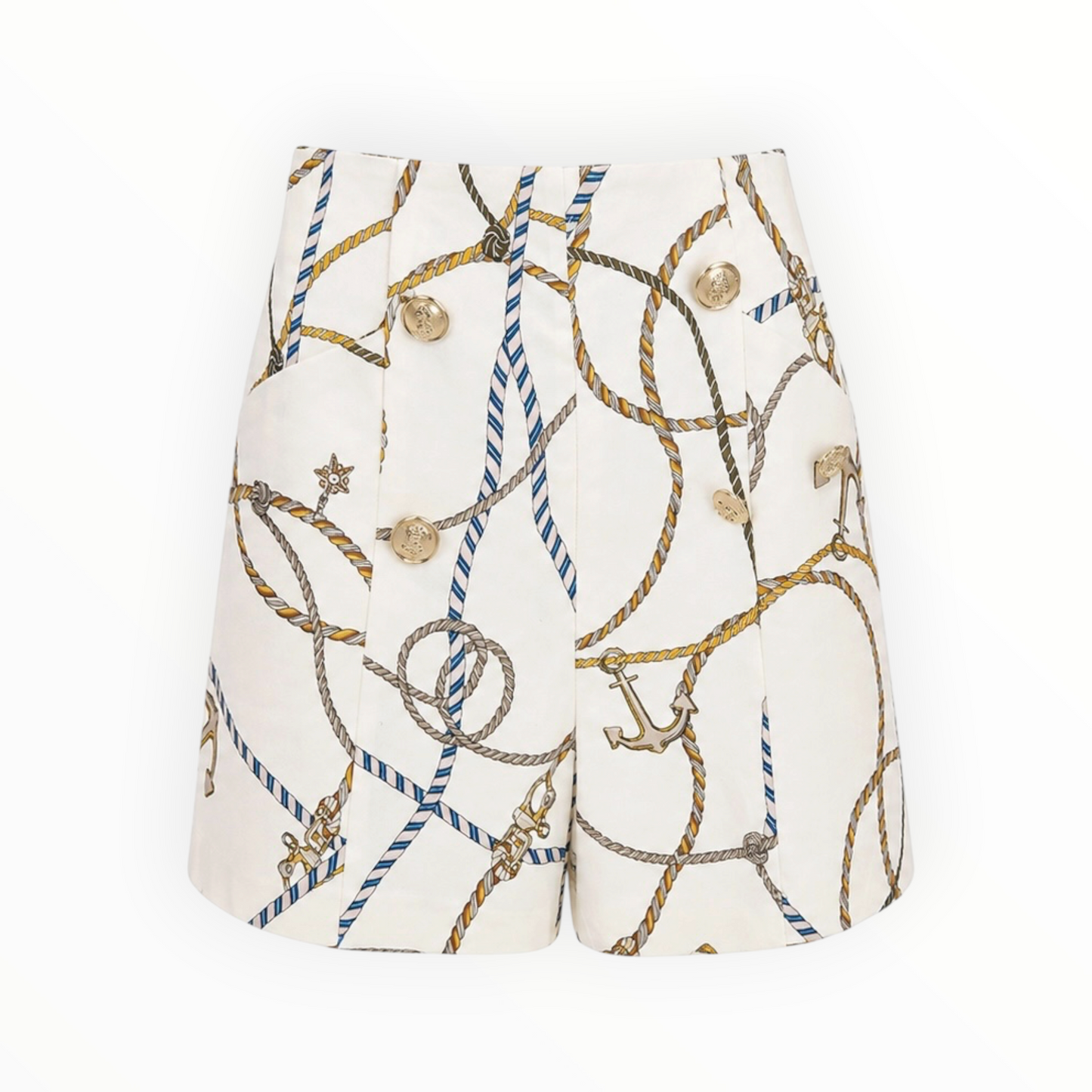 Nautical Button High-Waisted Shorts size S