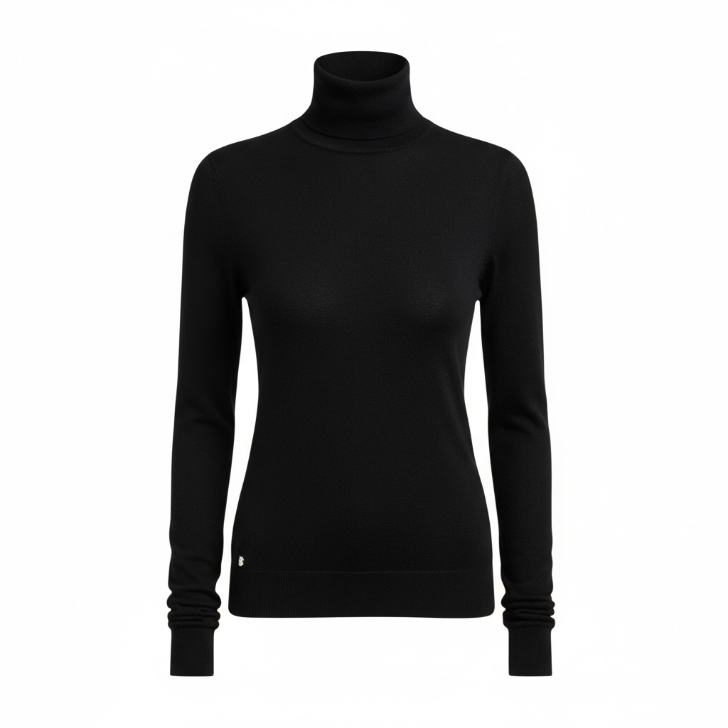 Silk Blend Slim Fit Turtleneck Long Sleeve Sweater