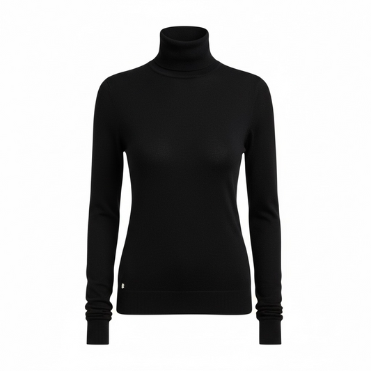 Silk Blend Slim Fit Turtleneck Long Sleeve Sweater