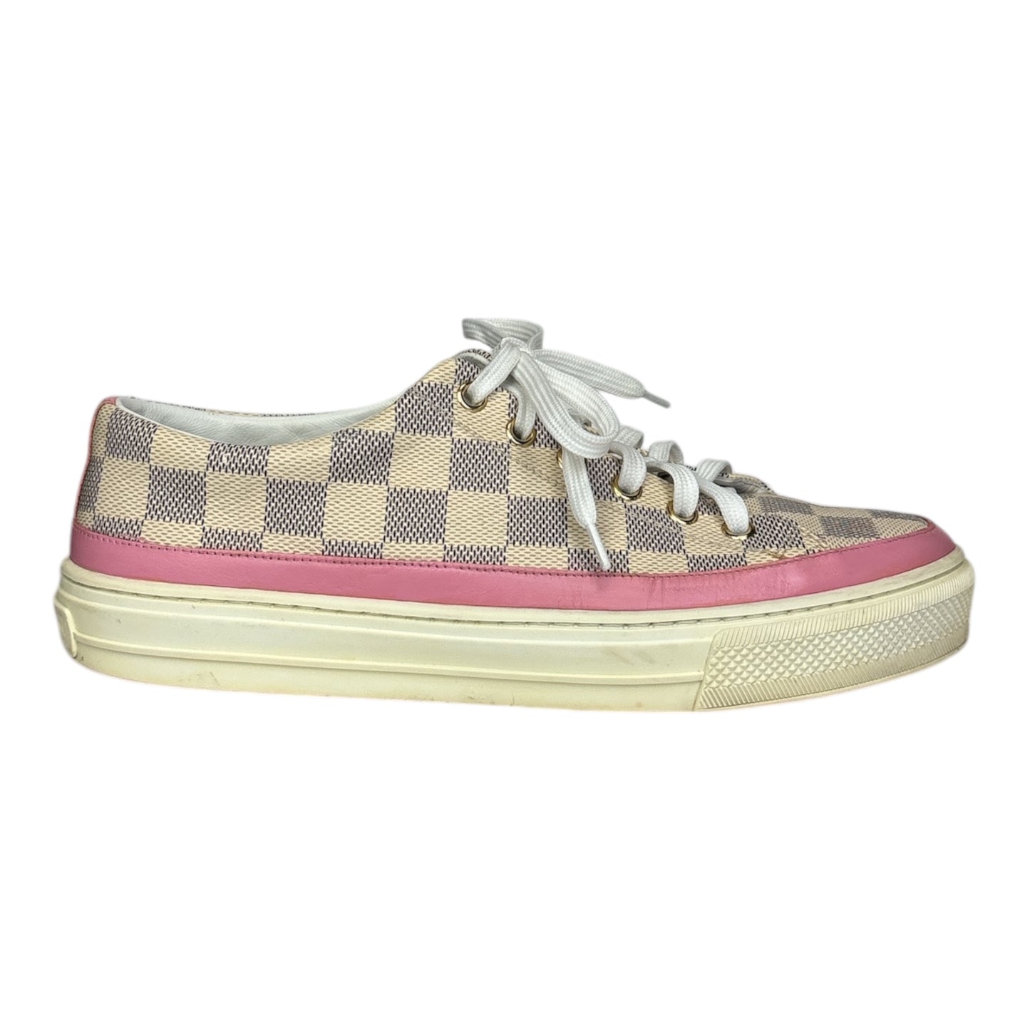 Damier Azur Pattern Leather Trim Sneakers size 38