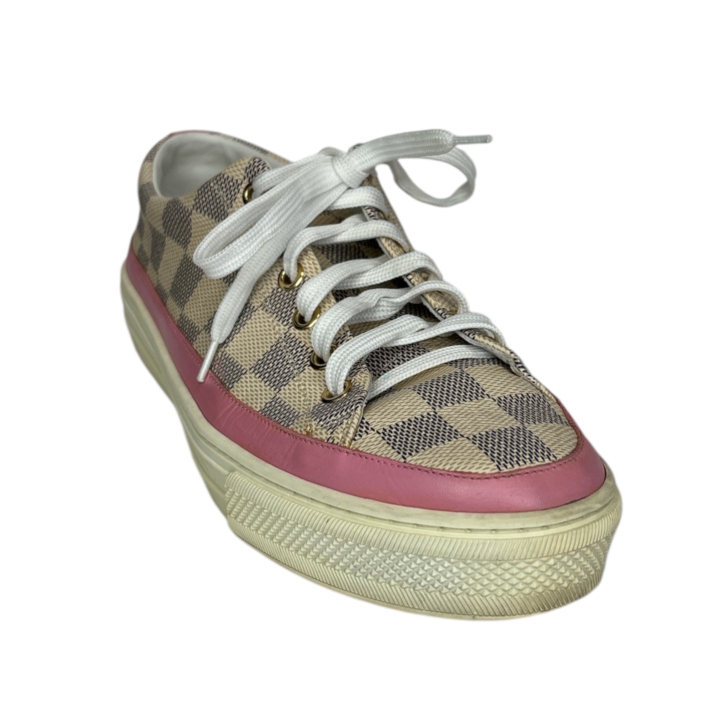 Damier Azur Pattern Leather Trim Sneakers size 38