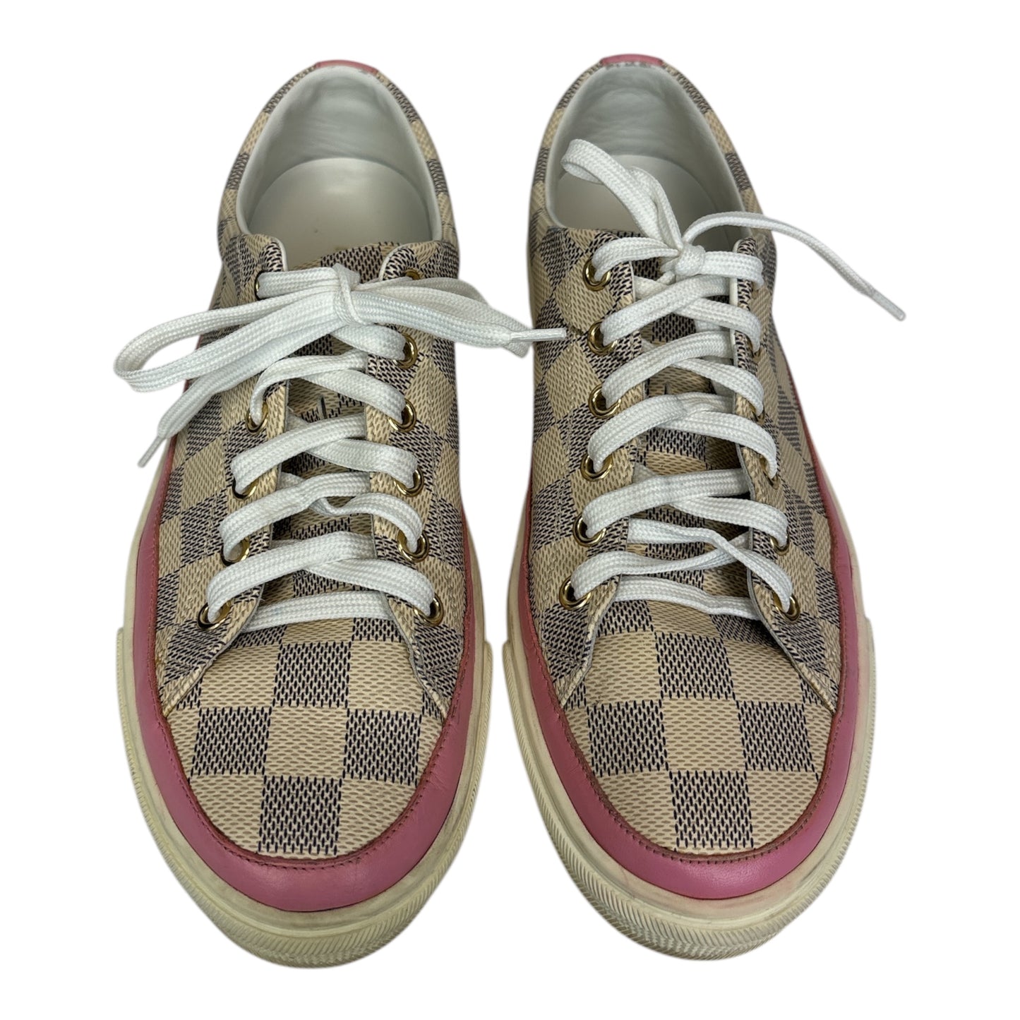 Damier Azur Pattern Leather Trim Sneakers size 38