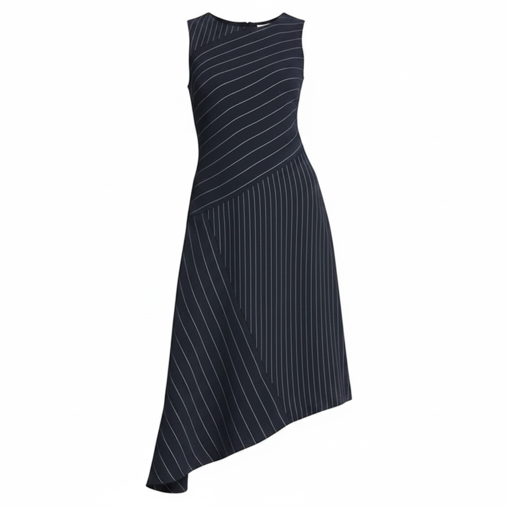 Sleeveless Asymmetrical Striped Dress size 8