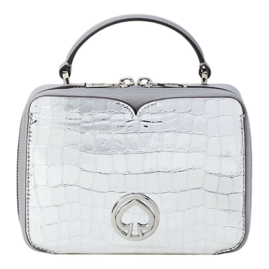 Vanity Metallic Croc-embossed Mini Top Handle Bag