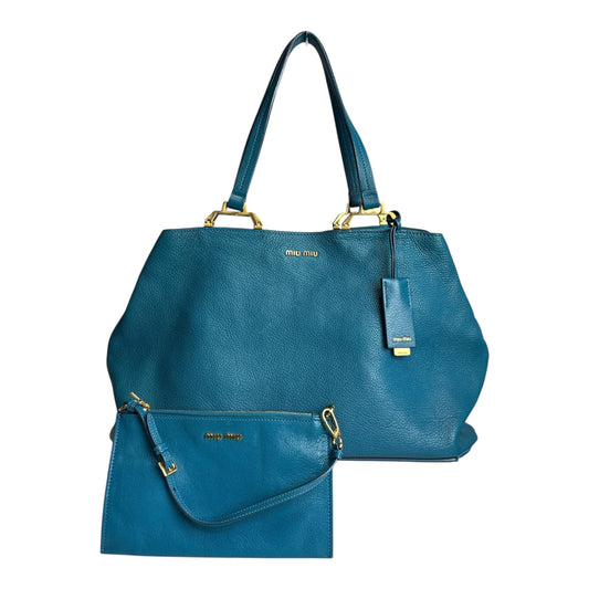 Snap Leather Tote with Clutch