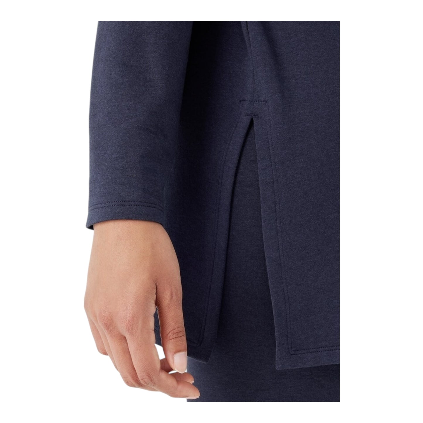 Cozy Brushed Terry Hug Crew Neck Long Top size Large New