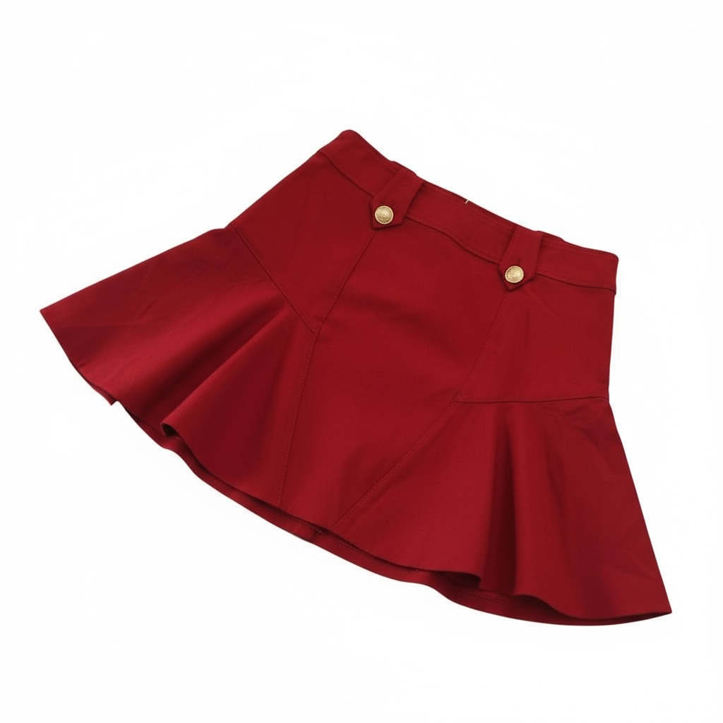 Red Button Detail Peplum Casual Skirt size 6