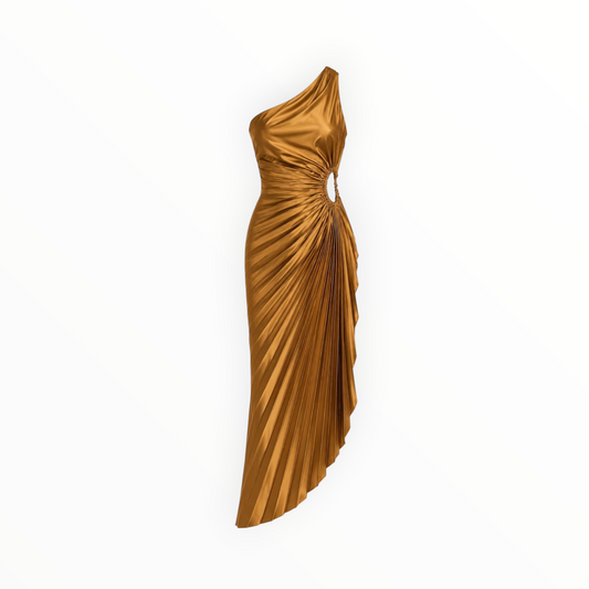 One-Shoulder Pleated Keyhole Dress size S
