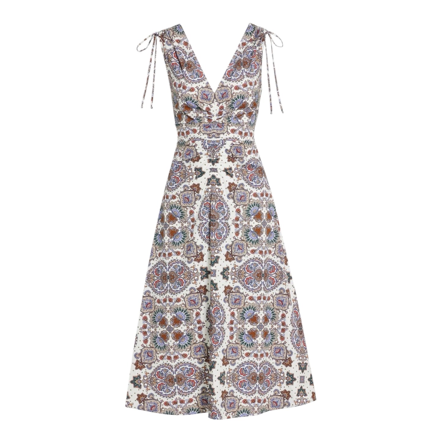 Zia Paisley-Print Cotton-Blend Poplin Midi Dress size 2
