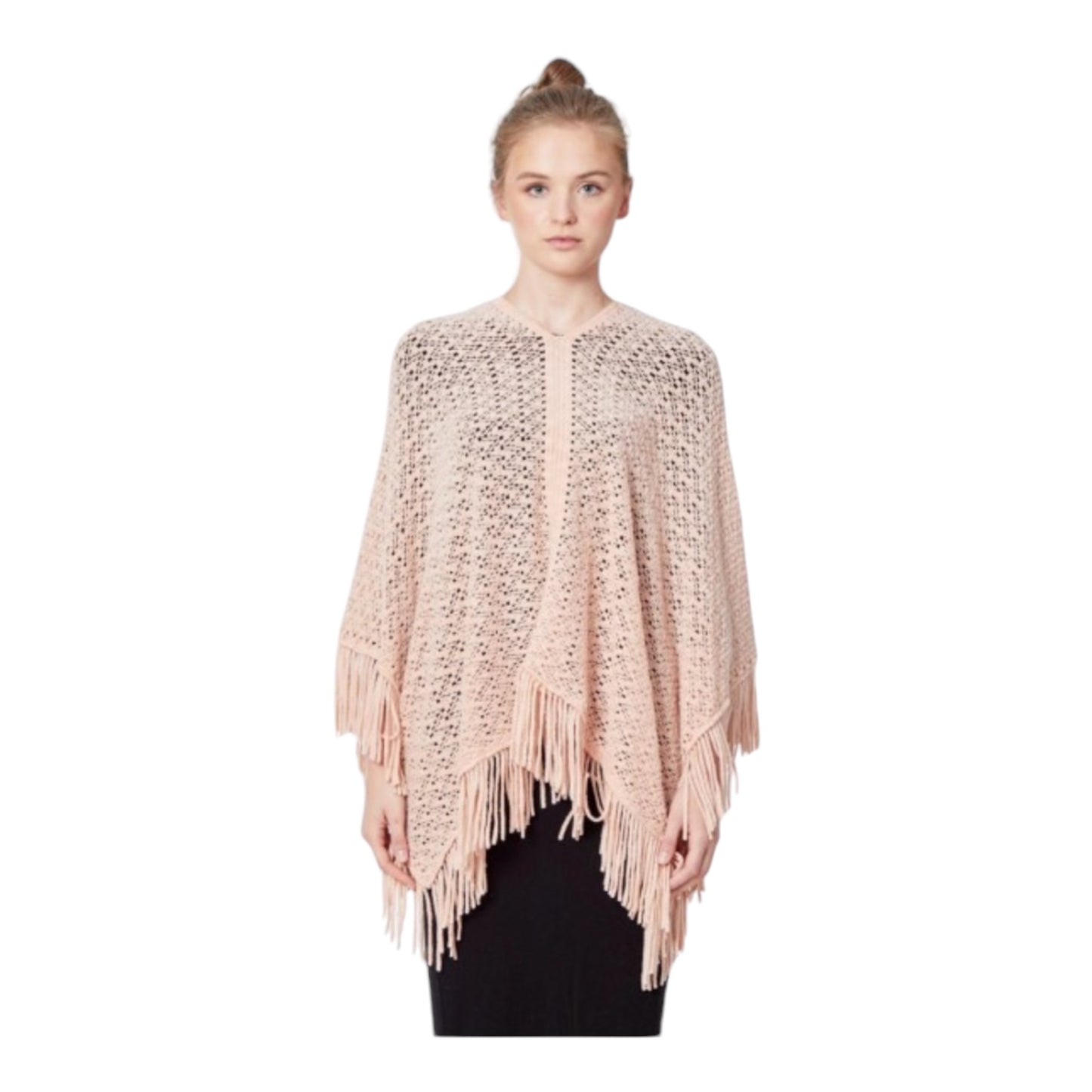 Knit and Fringe Poncho One Size