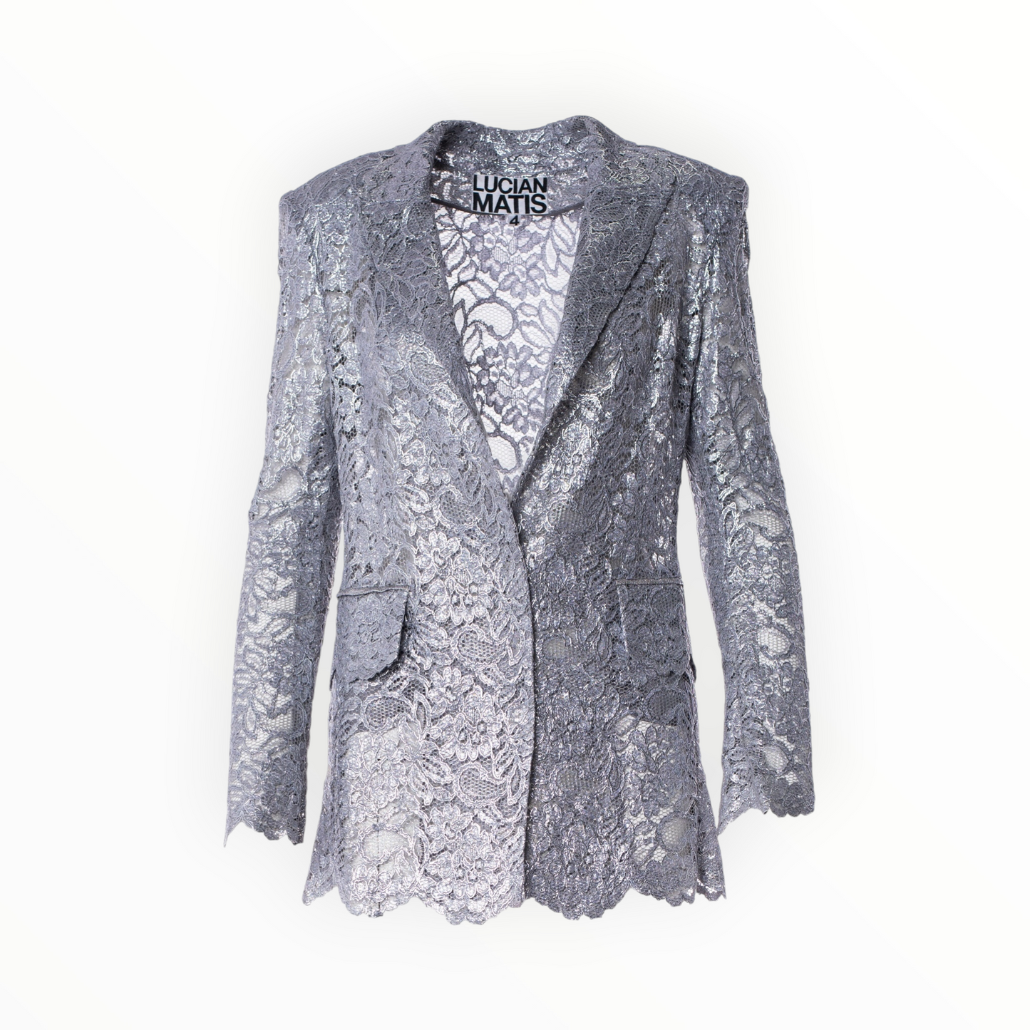 Italian Metallic Silver Lace Dress size 8