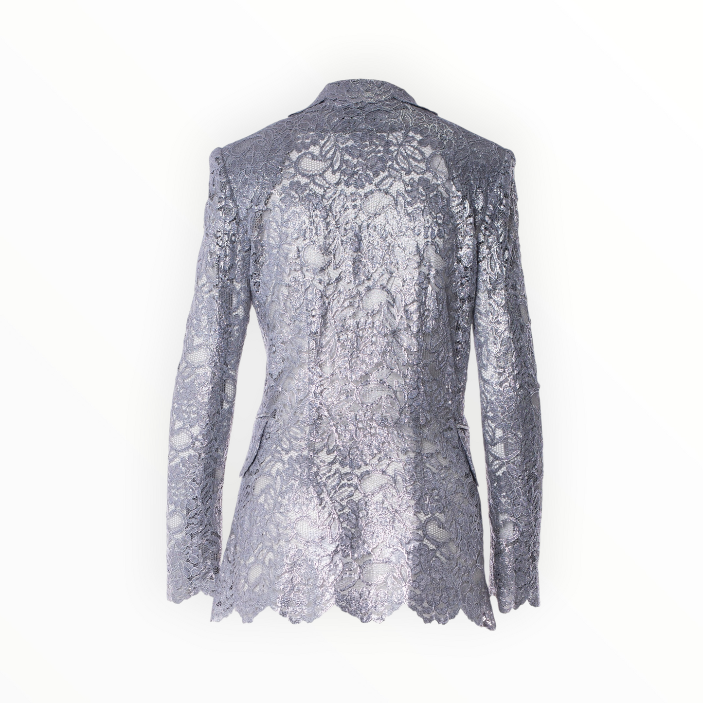 Italian Metallic Silver Lace Dress size 8