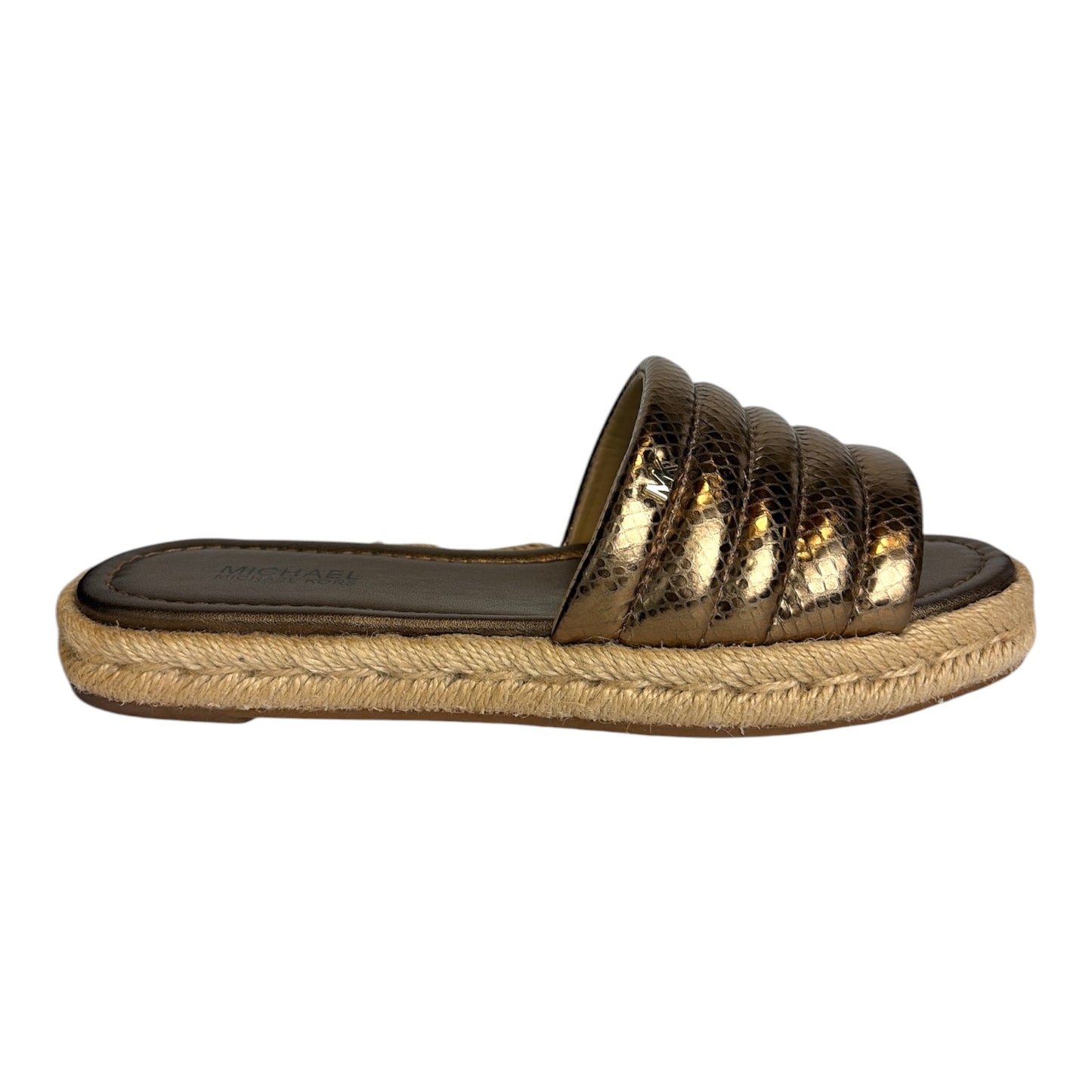 Royce Metallic Snake Embossed Leather Slide Sandal size 7
