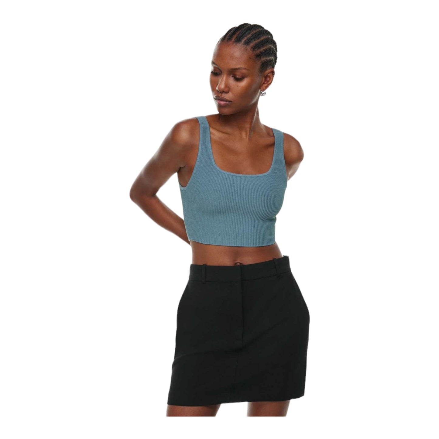 Sculpt Knit Squareneck Crop Top Size Medium