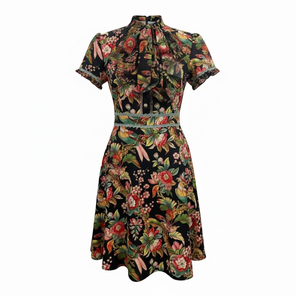 Floral with Lace Trim Dress size XLarge