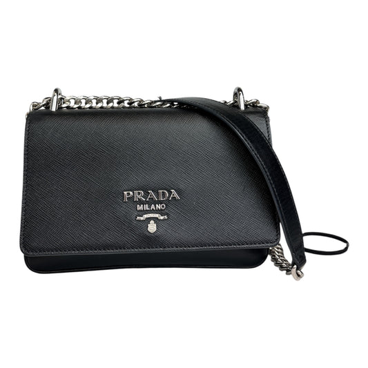 Saffiano Lux-Trimmed Tessuto Chain Crossbody Bag