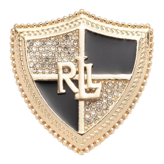 Gold-Tone Pavé Logo Shield Pin