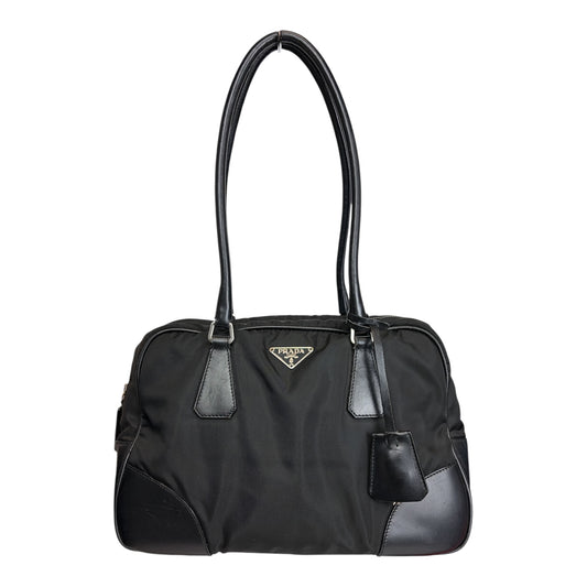 Vitello-Trimmed Tessuto Bauletto Bag