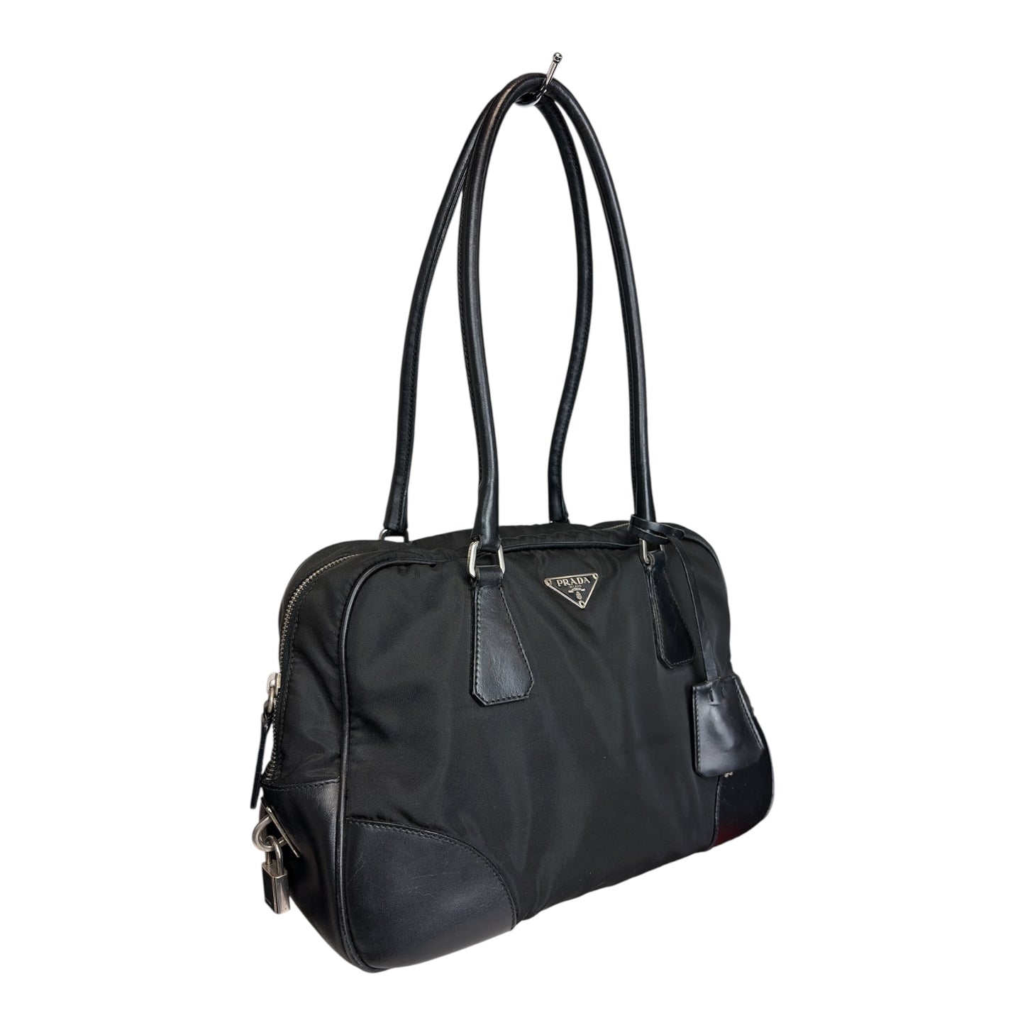 Vitello-Trimmed Tessuto Bauletto Bag