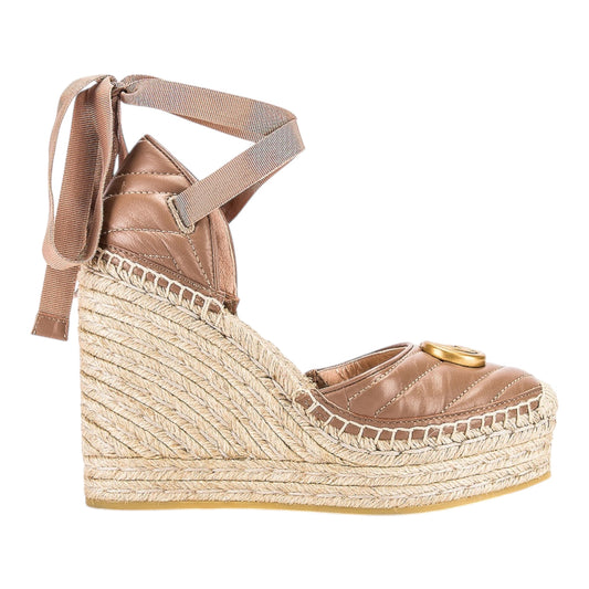 Leather Platform Espadrille Wedge Shoes  size 37