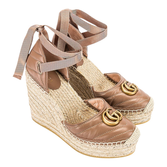 Leather Platform Espadrille Wedges size 37