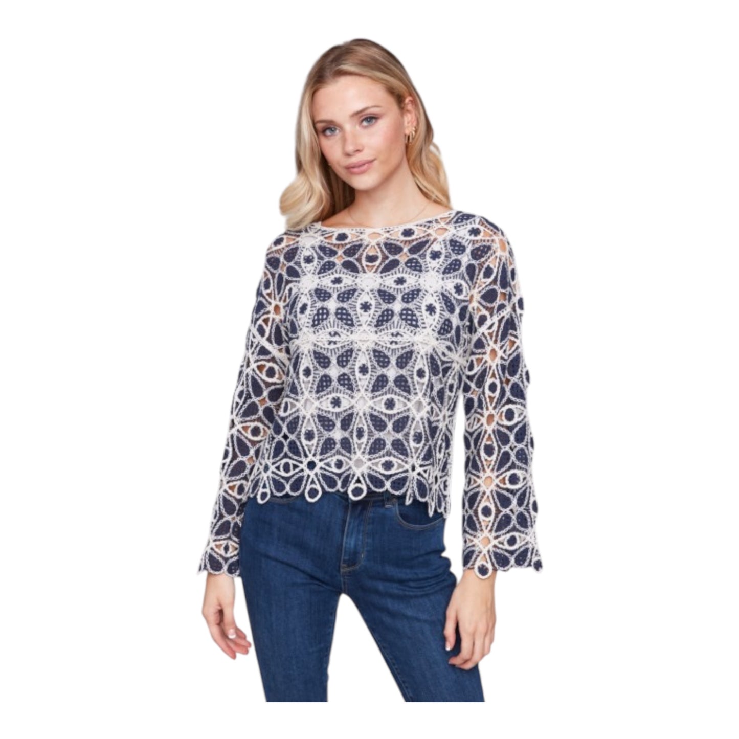 Crochet Long Sleeve Top size XL/XXL NWT