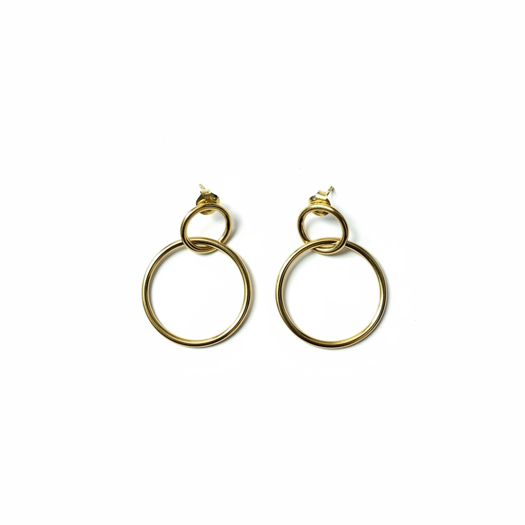 Gold Plated Double Circle Earrings