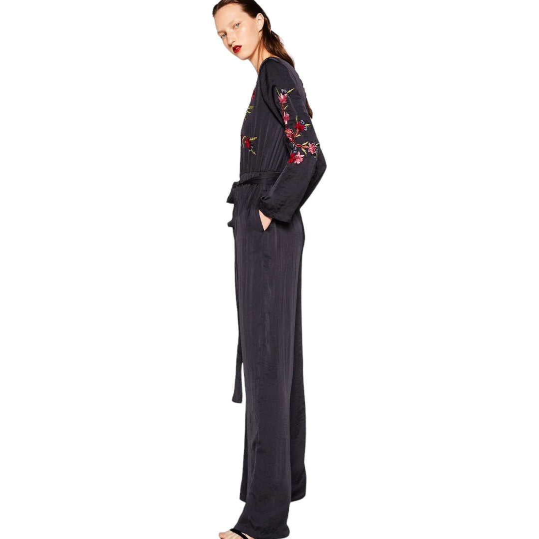 Embroidered Long Sleeve Jumpsuit Medium