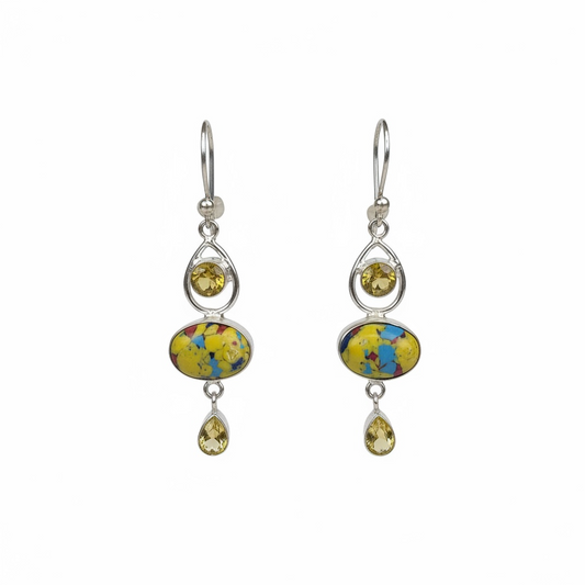 925 Mosaic Jasper Gemstone Earrings