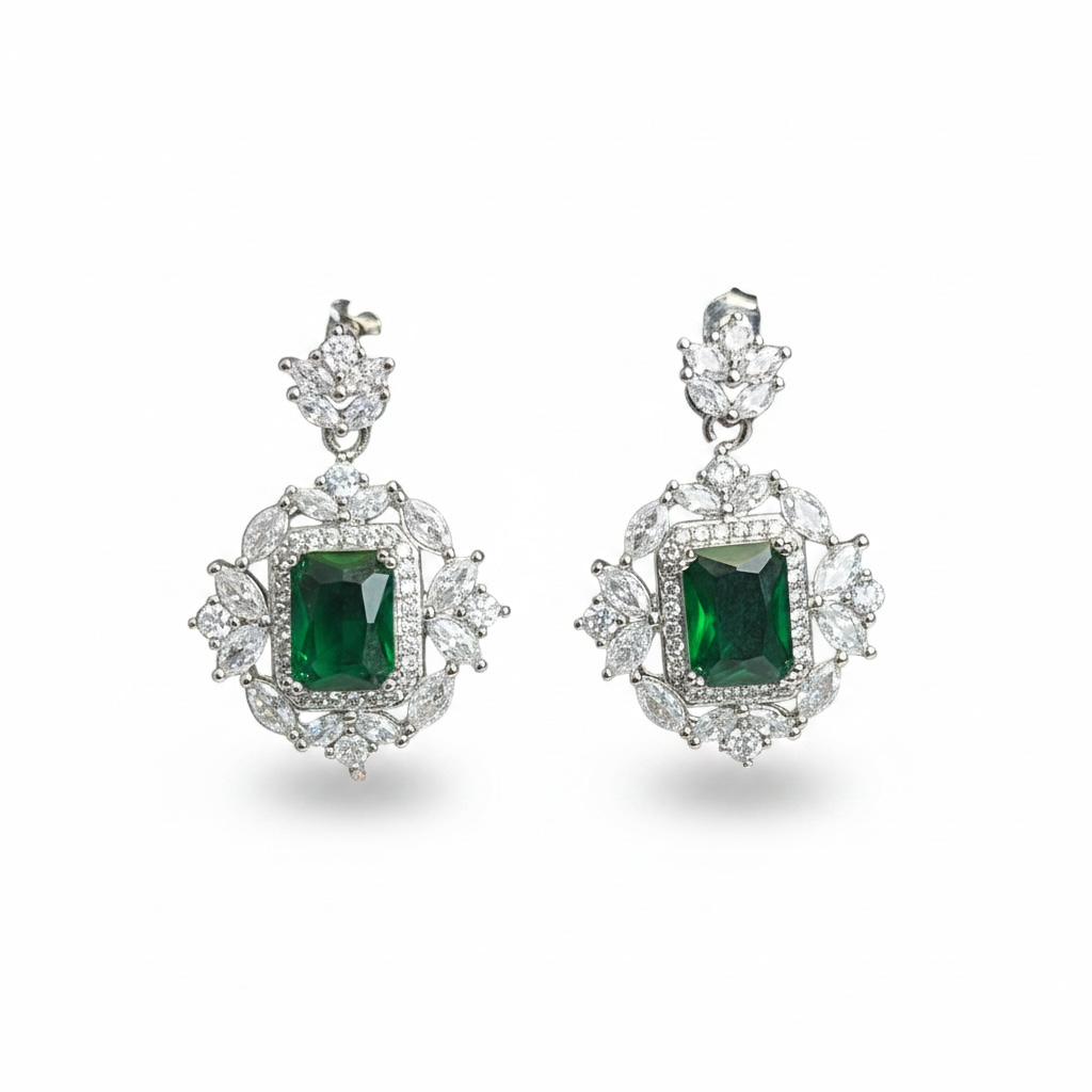 Square Emerald Earrings