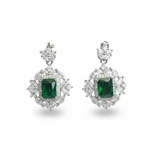 Square Emerald Earrings