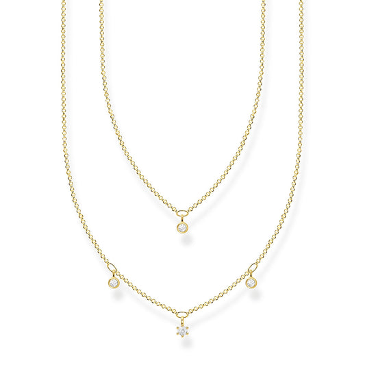 Double Row Necklace With White Stones