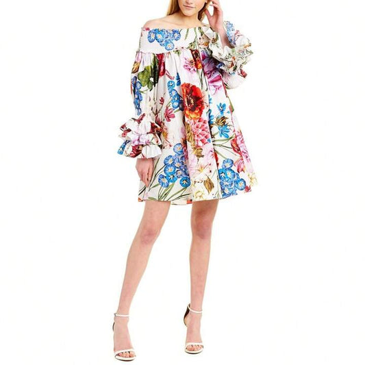 White Floral Dress Size M