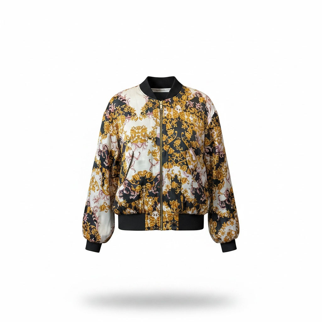 Barocco Print Bomber Jacket size 2 (Small)