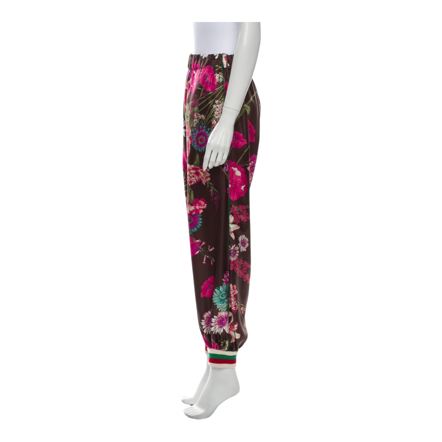 Floral Print Silk-Twill Trackpant size 44
