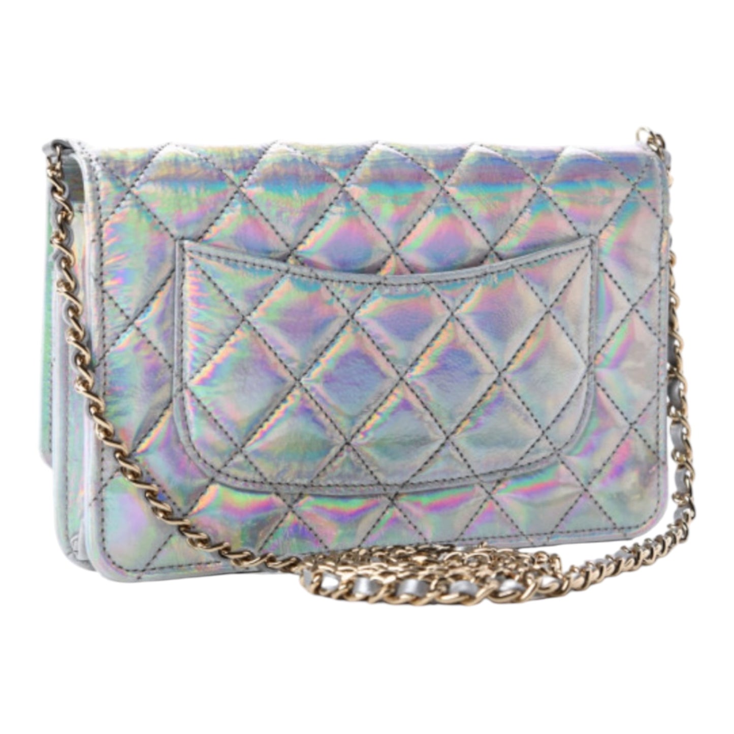 Iridescent Quilted Wallet On Chain