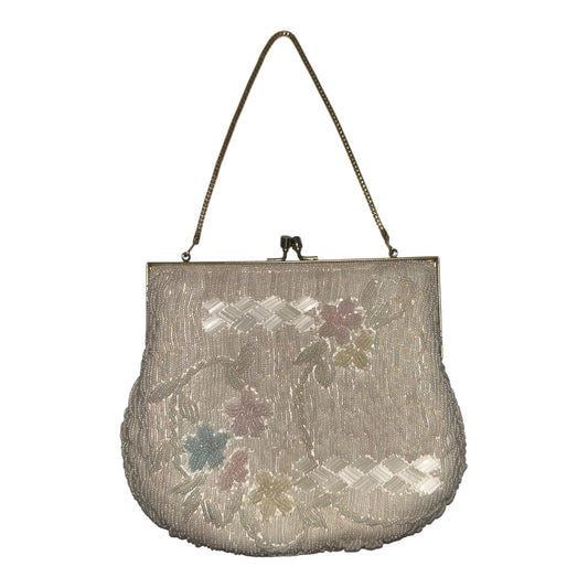 Beaded Floral Bag with Gold Chain