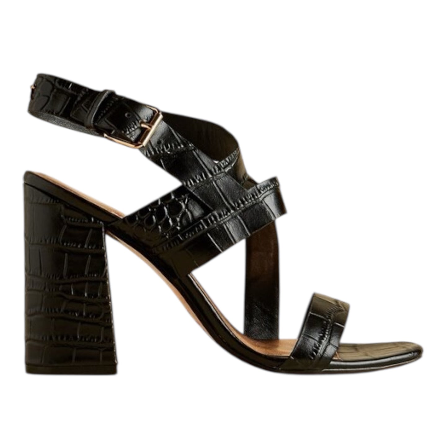 Croc Effect Block Sandals size 39.5