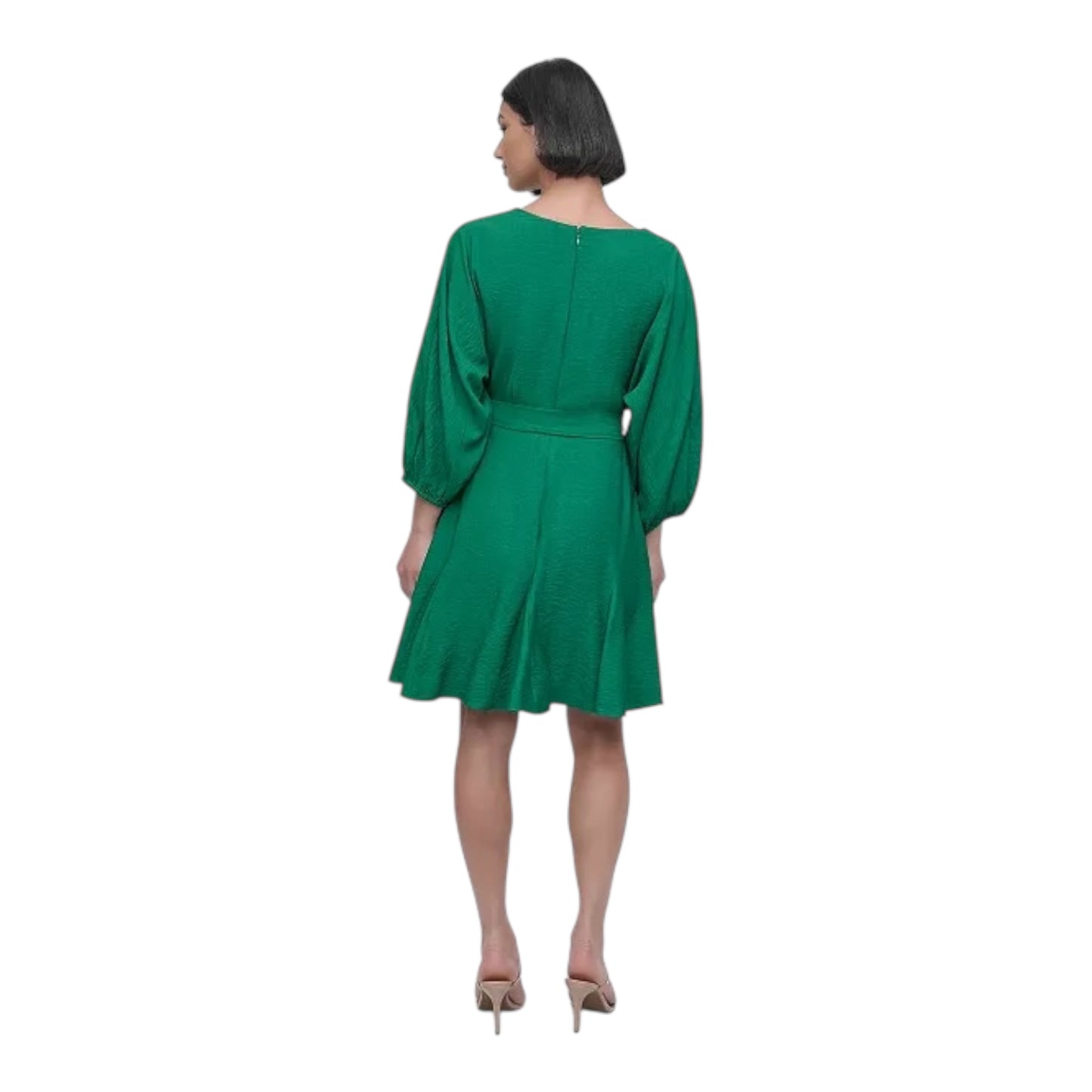 Faux Wrap Embroidered Sleeve Fit & Flare Dress size 4