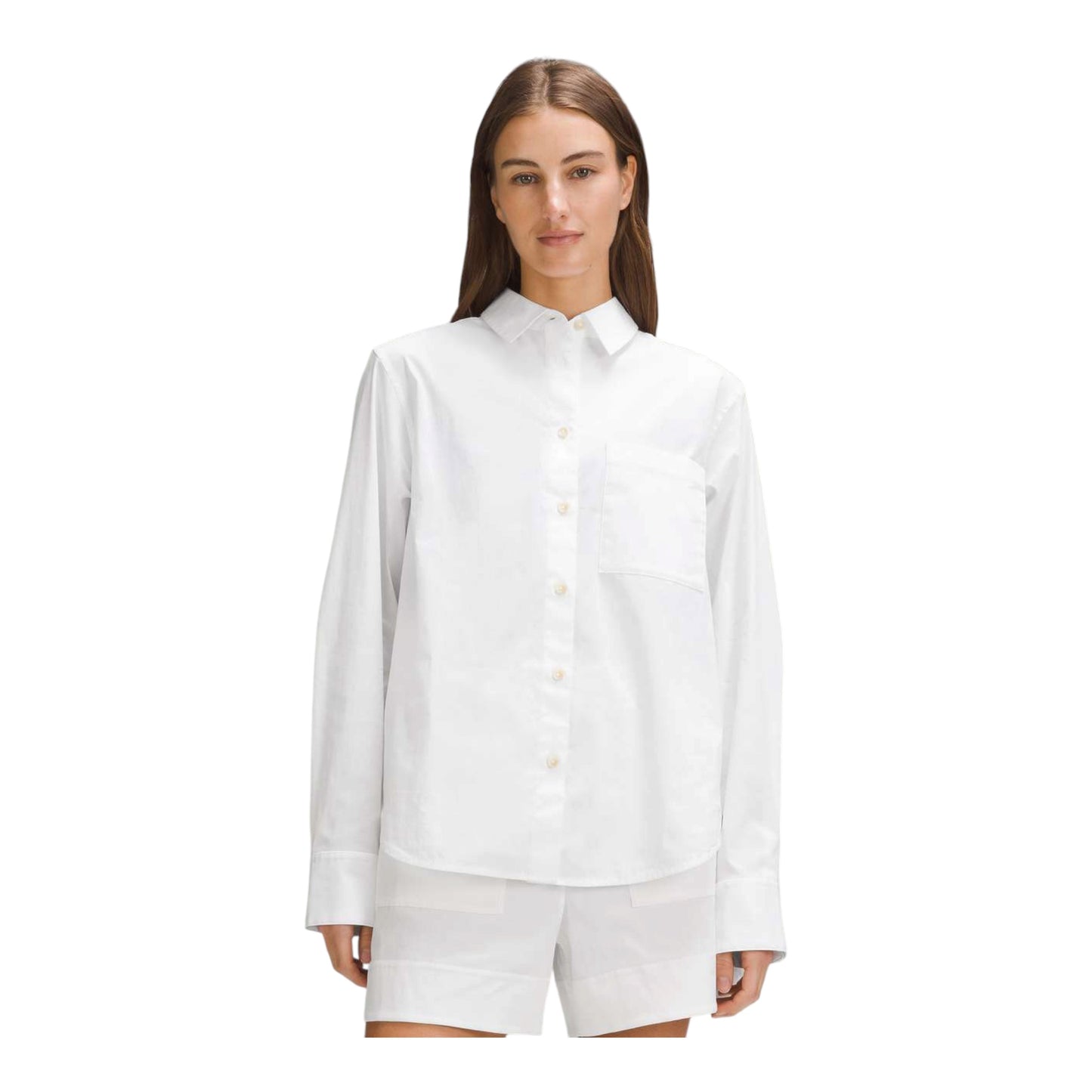 Relaxed-Fit Cotton-Blend Poplin Button-Down Shirt size Large