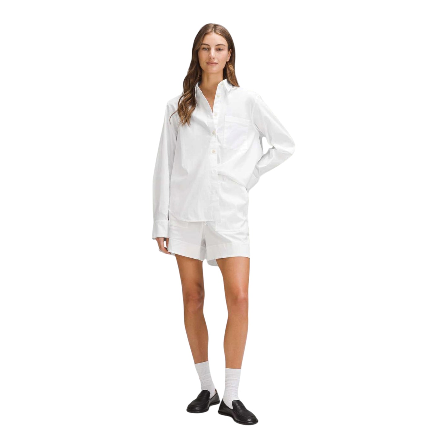Relaxed-Fit Cotton-Blend Poplin Button-Down Shirt size Large